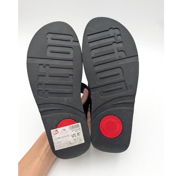 FitFlop Florrie Toe-Thong Wedge Sandal Women's Slip-On Black Size US7 EU38 - Picture 9 of 12